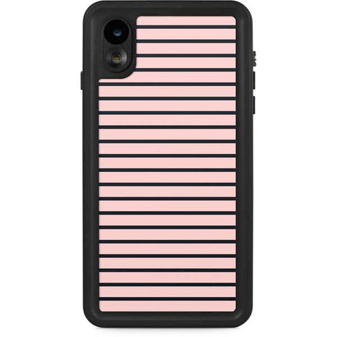 Pink and Black Stripes iPhone XR Waterproof Case