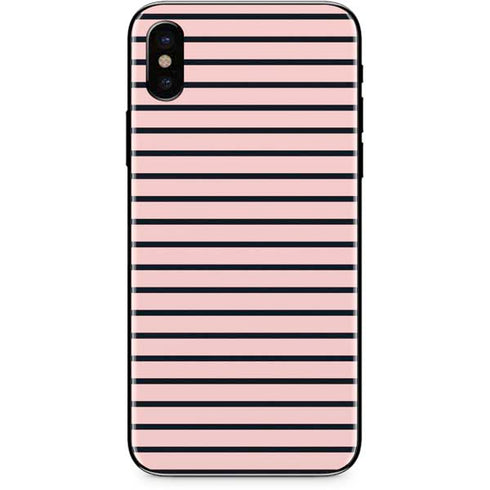 Pink and Black Stripes iPhone XS Skin