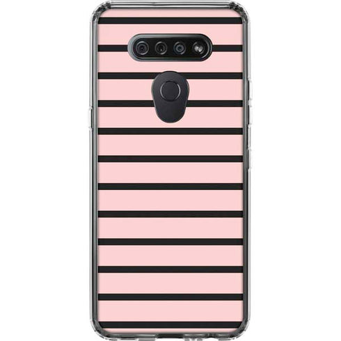 Pink and Black Stripes LG K51/Q51 Clear Case
