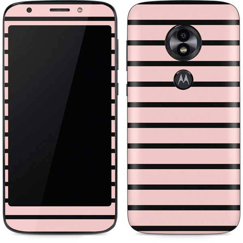 Pink and Black Stripes Moto E5 Play Skin