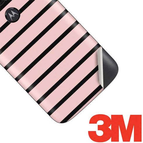 Pink and Black Stripes Moto E5 Play Skin