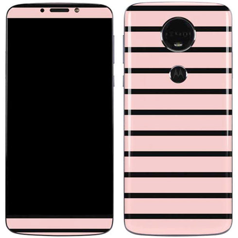 Pink and Black Stripes Moto E5 Plus Skin
