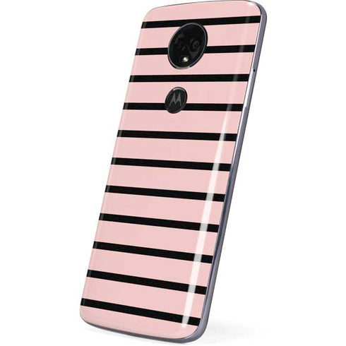 Pink and Black Stripes Moto E5 Plus Skin