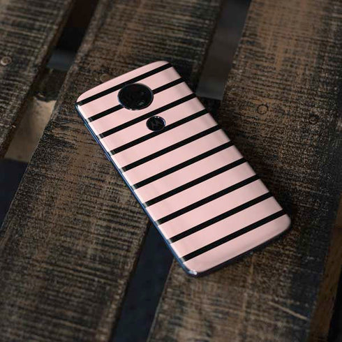 Pink and Black Stripes Moto E5 Plus Skin