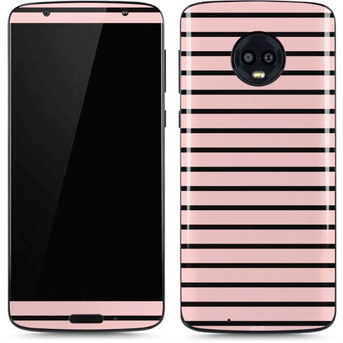 Pink and Black Stripes Moto G6 Skin