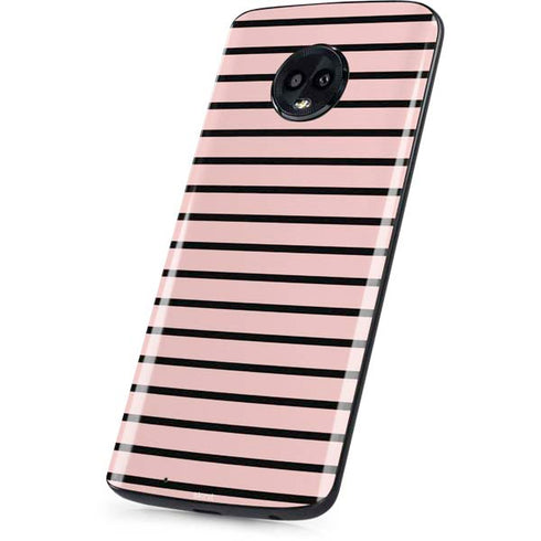 Pink and Black Stripes Moto G6 Skin