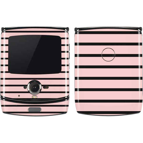 Pink and Black Stripes Motorola RAZR Skin