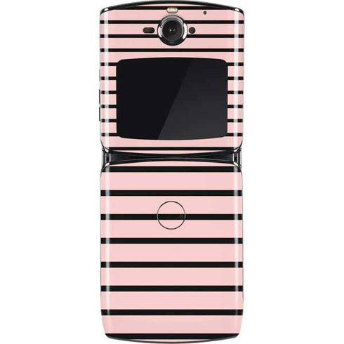 Pink and Black Stripes Motorola RAZR Skin