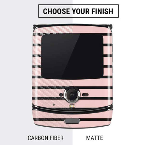Pink and Black Stripes Motorola RAZR Skin