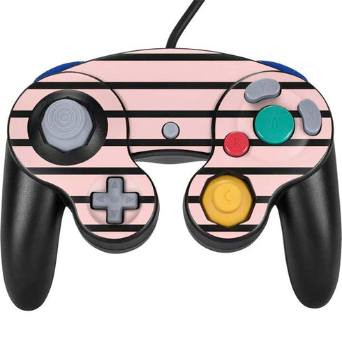 Pink and Black Stripes Nintendo GameCube Controller Skin