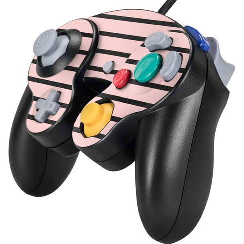 Pink and Black Stripes Nintendo GameCube Controller Skin