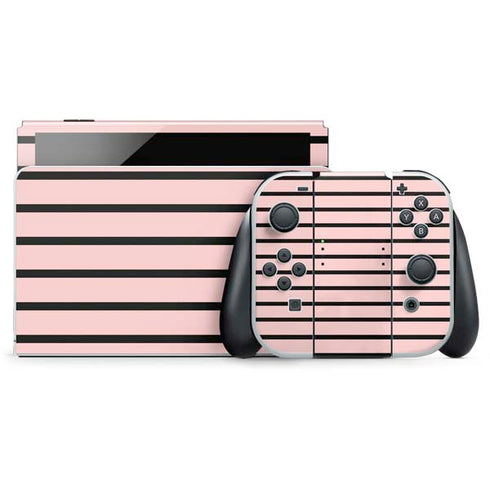 Pink and Black Stripes Nintendo Switch OLED (2021) Skin