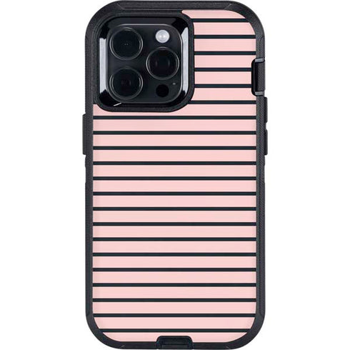Pink and Black Stripes Otterbox Defender iPhone Skin