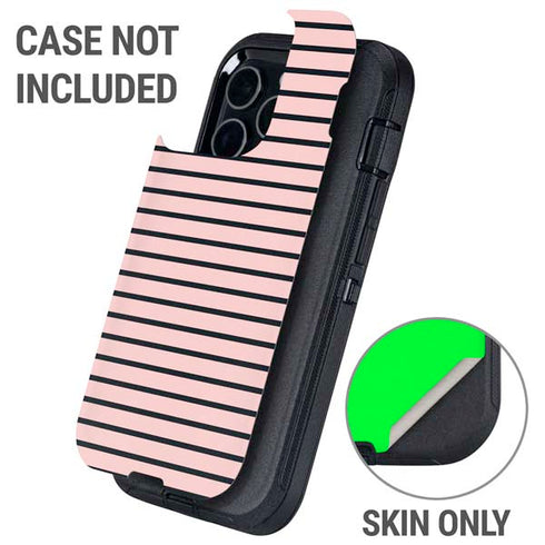 Pink and Black Stripes Otterbox Defender iPhone Skin