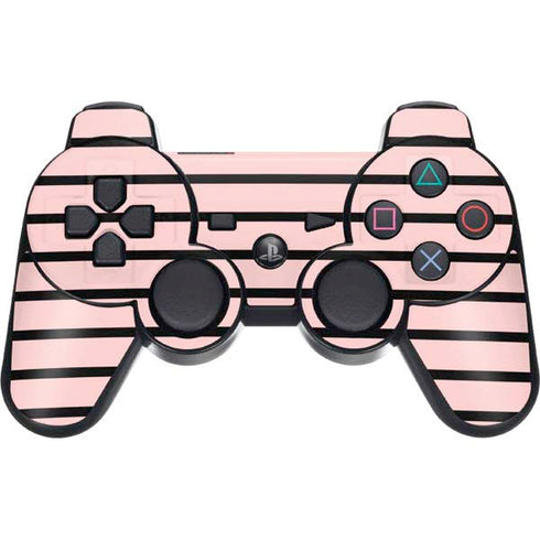 Pink and Black Stripes PS3 Dual Shock wireless controller Skin
