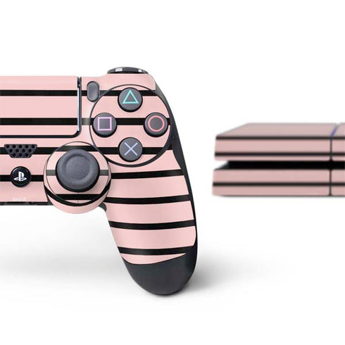 Pink and Black Stripes PS4 Console and Controller Bundle Skin