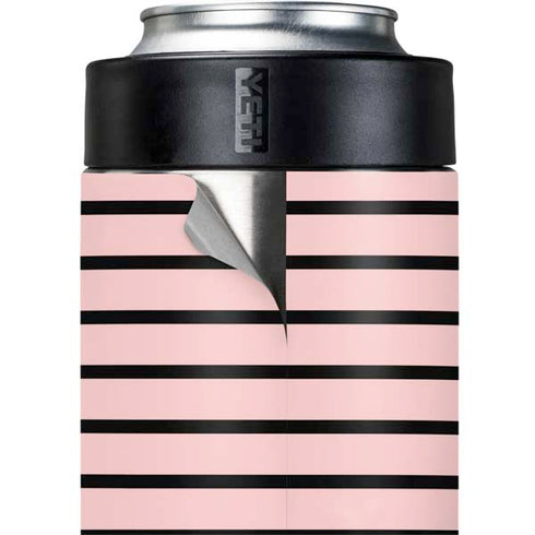 Pink and Black Stripes Yeti Colster Can Insulator Skin