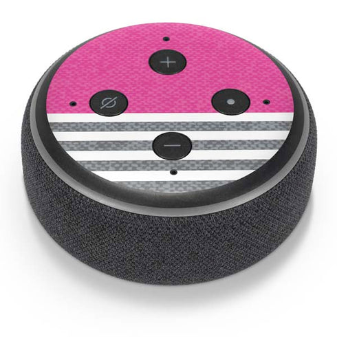 Pink and Grey Stripes Amazon Echo Dot Skin