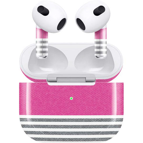 Pink and Grey Stripes Apple AirPods (3rd Gen 2021) Skin