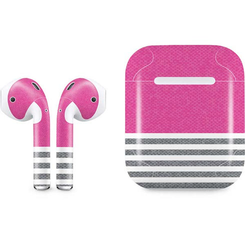 Pink and Grey Stripes Apple AirPods Skin