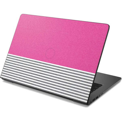 Pink and Grey Stripes Dell Chromebook Skin