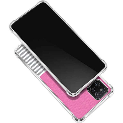 Pink and Grey Stripes Galaxy A12 Clear Case