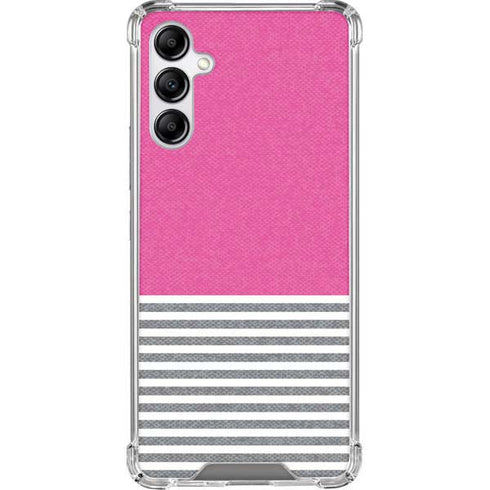 Pink and Grey Stripes Galaxy A14 5G Clear Case