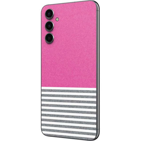 Pink and Grey Stripes Galaxy A14 5G Skin