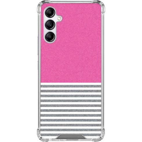 Pink and Grey Stripes Galaxy A15 5G Clear Case