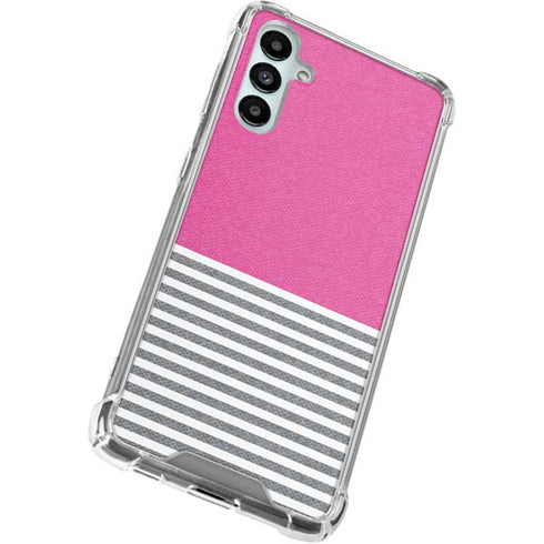 Pink and Grey Stripes Galaxy A15 5G Clear Case