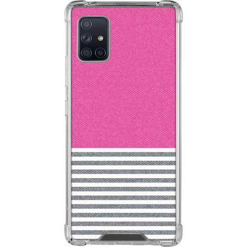 Pink and Grey Stripes Galaxy A51 5G Clear Case