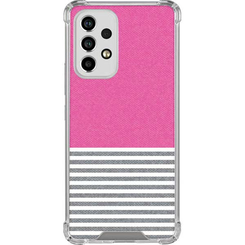Pink and Grey Stripes Galaxy A53 5G Clear Case