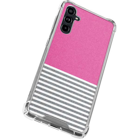 Pink and Grey Stripes Galaxy A54 5G Clear Case
