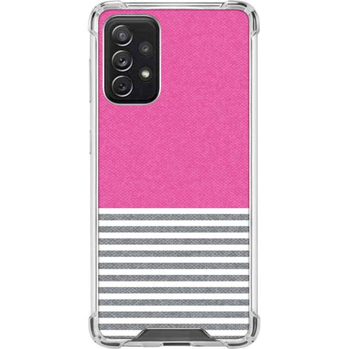 Pink and Grey Stripes Galaxy A72 5G Clear Case