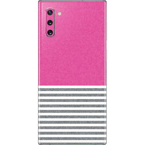 Pink and Grey Stripes Galaxy Note 10 Skin