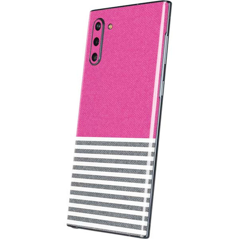 Pink and Grey Stripes Galaxy Note 10 Skin