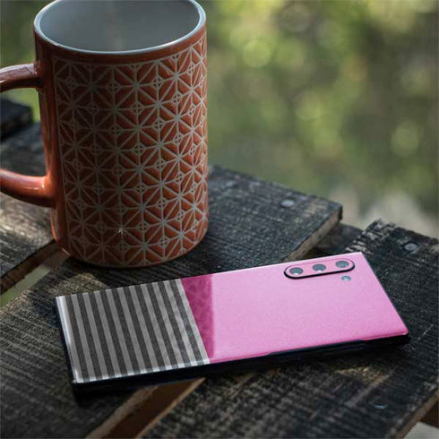 Pink and Grey Stripes Galaxy Note 10 Skin