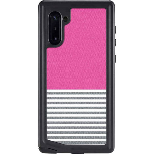 Pink and Grey Stripes Galaxy Note 10 Waterproof Case