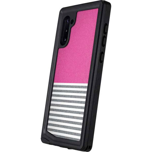 Pink and Grey Stripes Galaxy Note 10 Waterproof Case