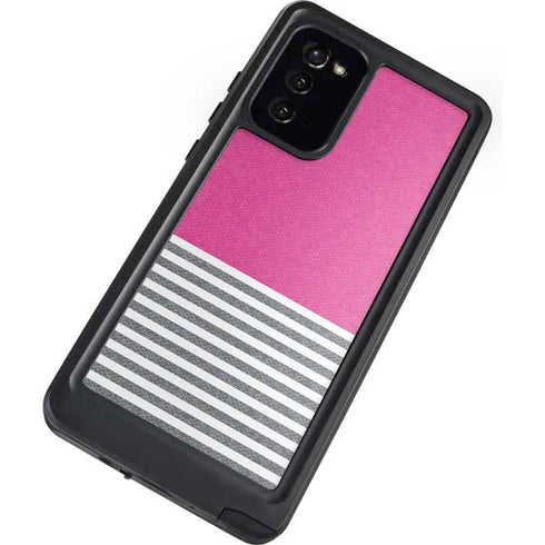 Pink and Grey Stripes Galaxy Note20 5G Waterproof Case