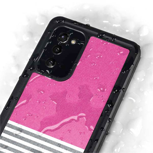 Pink and Grey Stripes Galaxy Note20 5G Waterproof Case