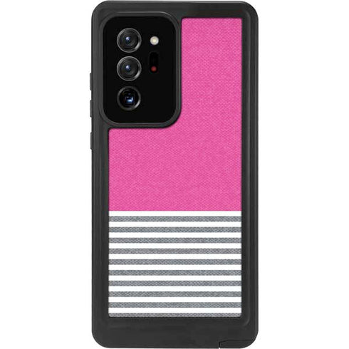 Pink and Grey Stripes Galaxy Note20 Ultra 5G Waterproof Case