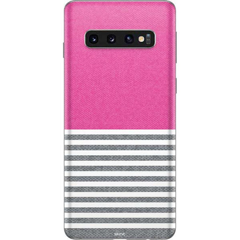 Pink and Grey Stripes Galaxy S10 Skin