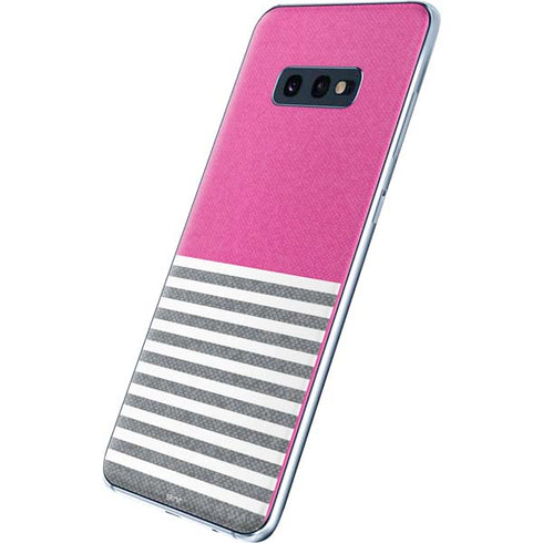 Pink and Grey Stripes Galaxy S10e Skin