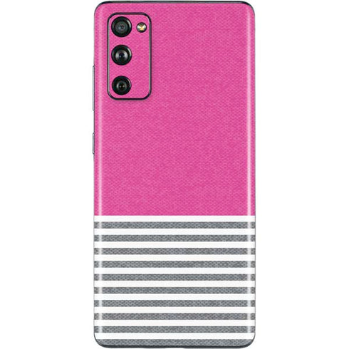 Pink and Grey Stripes Galaxy S20 Fan Edition Skin