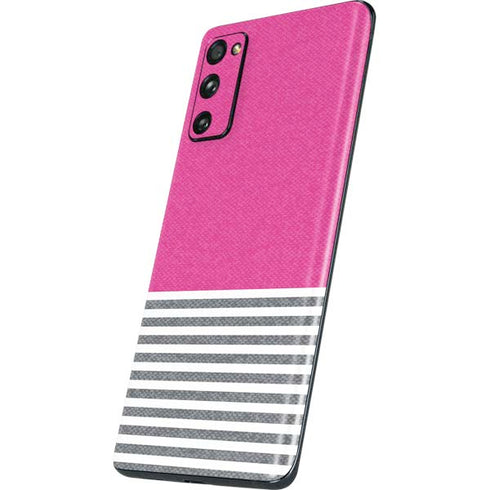 Pink and Grey Stripes Galaxy S20 Fan Edition Skin