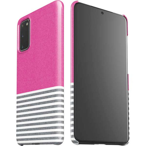 Pink and Grey Stripes Galaxy S20 Lite Case