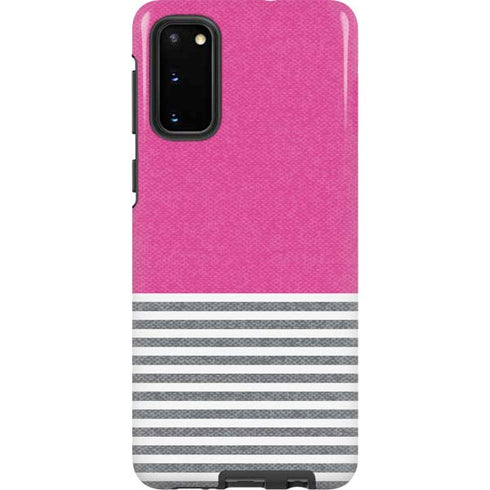 Pink and Grey Stripes Galaxy S20 Pro Case