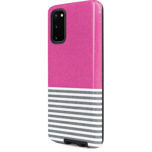 Pink and Grey Stripes Galaxy S20 Pro Case