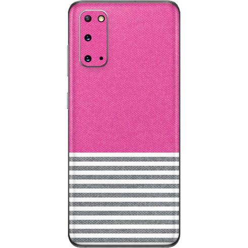Pink and Grey Stripes Galaxy S20 Skin